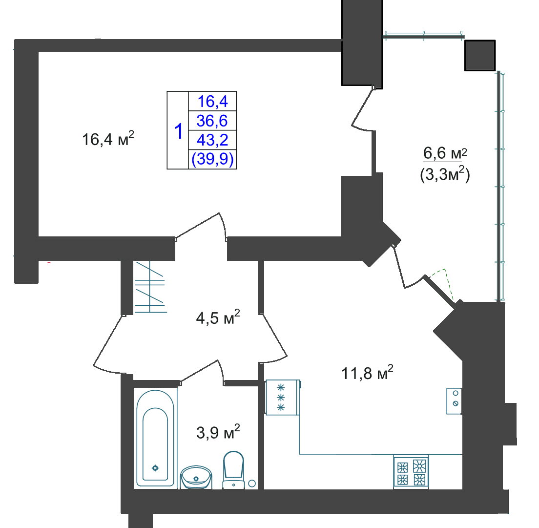 В доме №19 продается 1-комн. квартира №3 пл. 36,6 м² (подъезд 1, этаж 1)